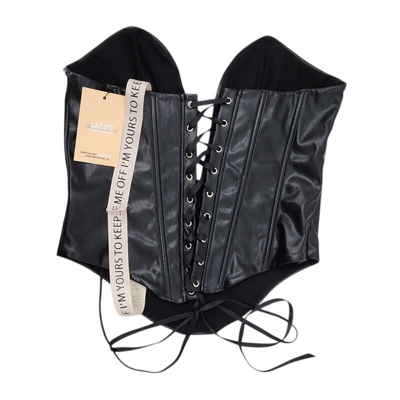 New Nwt Mars The Label The Deep Cut Diamond Faux Leather Corset Size Uk 12 — image 2 of 8